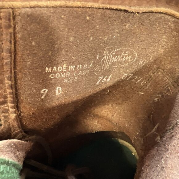 Vintage 761 Justin Men’s Size 9 B Brown Leather Trucker Work Boots Shoes main image 5